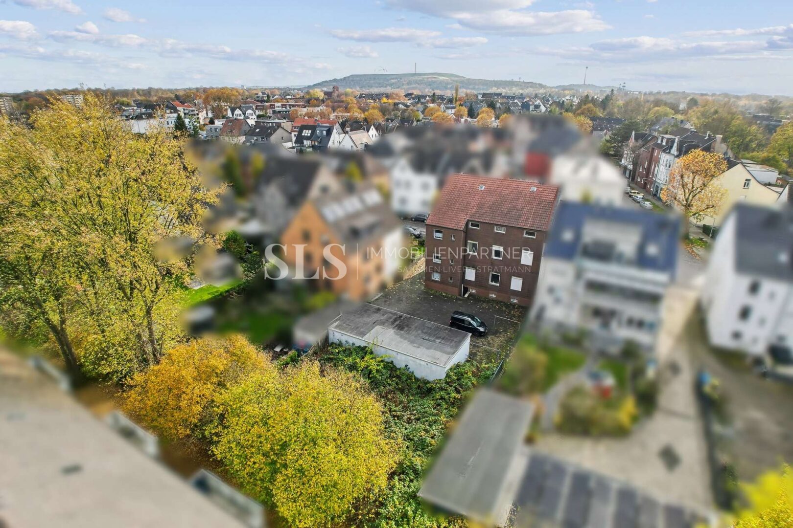 Luftansicht mit Garten