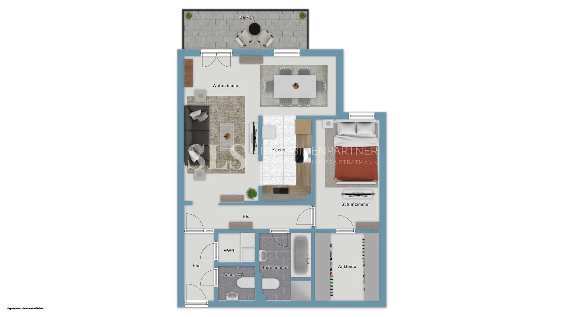 Grundriss-Skizze 2.OG hinten links