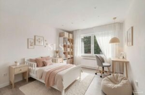 Schlafzimmer - Kinderzimmer, Skandinavisch - (KI generiert)