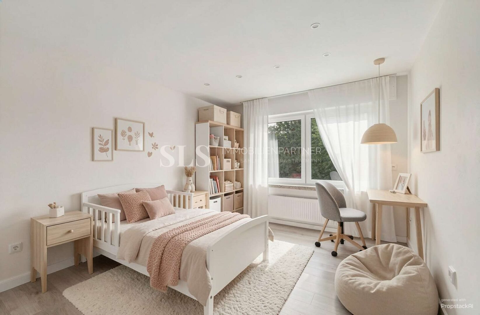 Schlafzimmer - Kinderzimmer, Skandinavisch - (KI generiert)